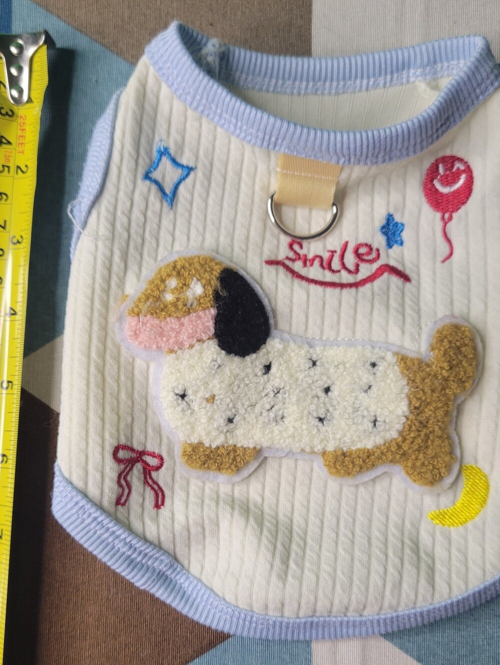 Cute Smile Puppy Harness Vest Light Blue/White XXS XS Leash Collar Dog